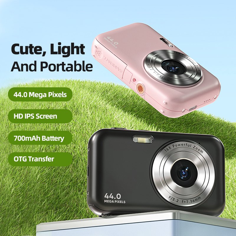 Digital Camera Ultra HD 2.7K Mini Camcorder 44MP 2.4 Inch LCD Screen Rechargeable Students Compact Record Vlogging Camcorders