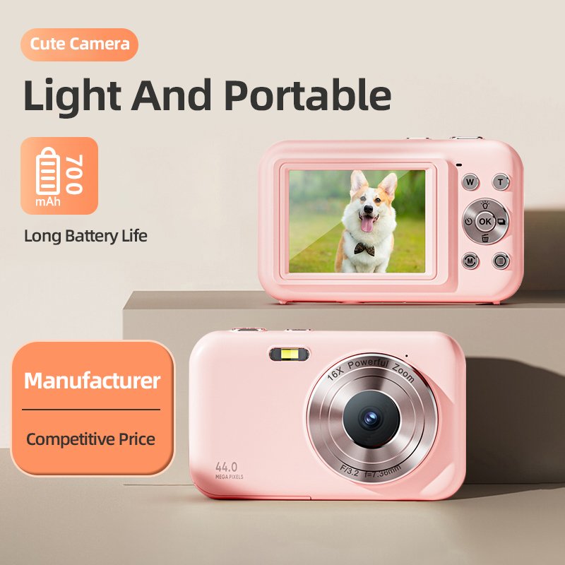 Digital Camera Ultra HD 2.7K Mini Camcorder 44MP 2.4 Inch LCD Screen Rechargeable Students Compact Record Vlogging Camcorders