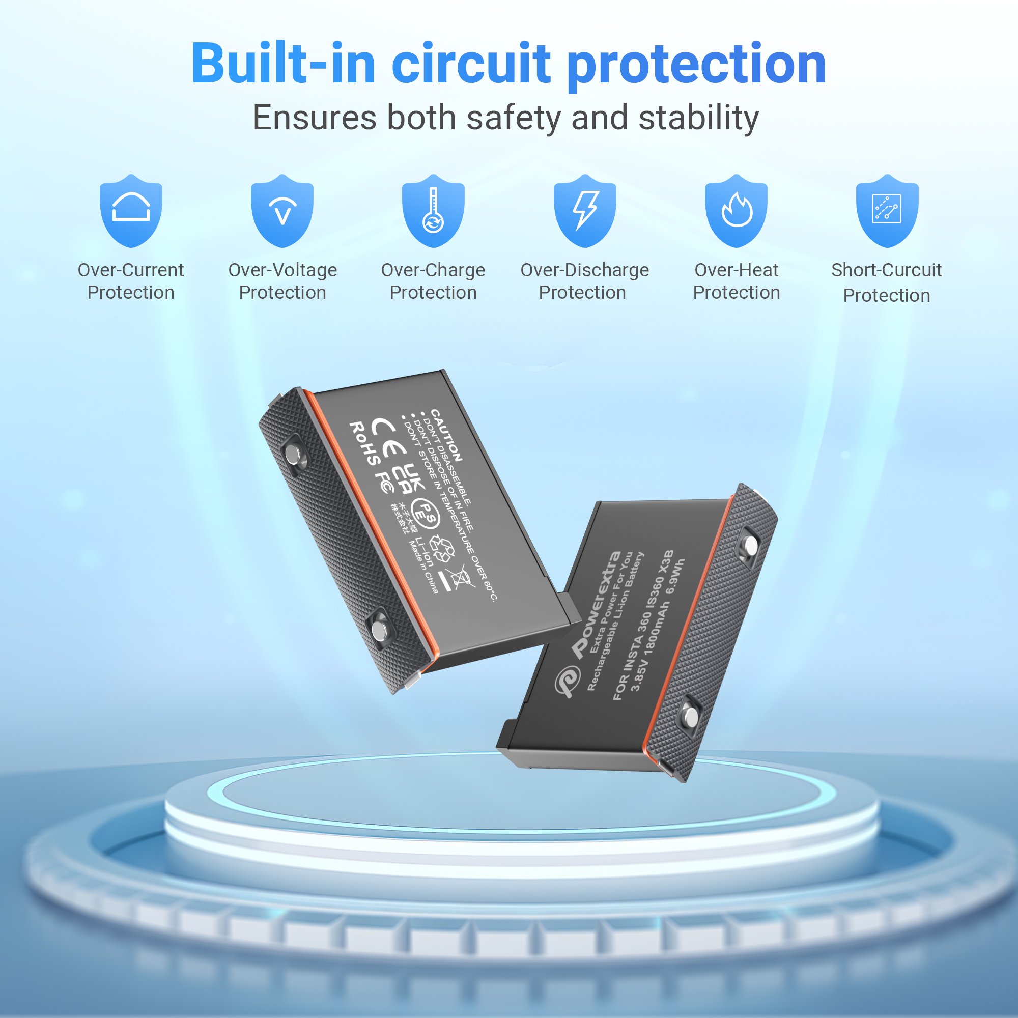 3.85V 1800Mah Rechargeable Digital Camera Replacement Lithium Ion Battery Set For Insta360 X3 Camera