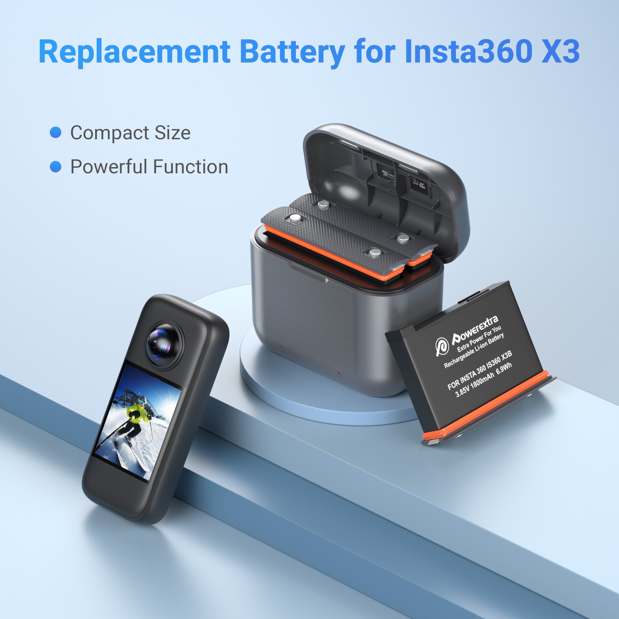3.85V 1800Mah Rechargeable Digital Camera Replacement Lithium Ion Battery Set For Insta360 X3 Camera