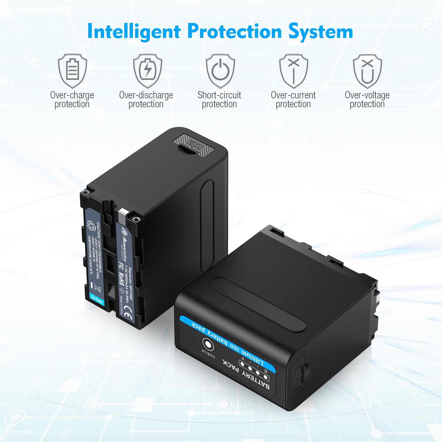 Powerextra Multi-Function 6600 mAh Digital Camera Battery Pack With Usb Port