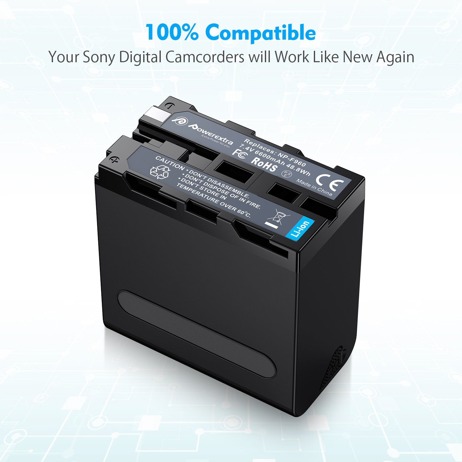 Powerextra Multi-Function 6600 mAh Digital Camera Battery Pack With Usb Port