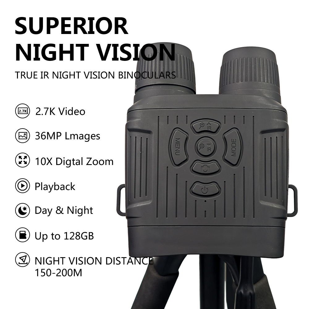 2.7K New Style Night Vision Binoculars 3 Inch Screen Lightweight Telescope 10X Hunting Digital Camera