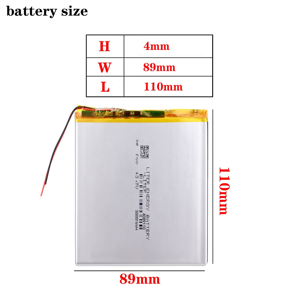 4089110 3.7V 5000mah Lithium Polymer Rechargeable Battery Liter Energy Battery Soft Package Seiko