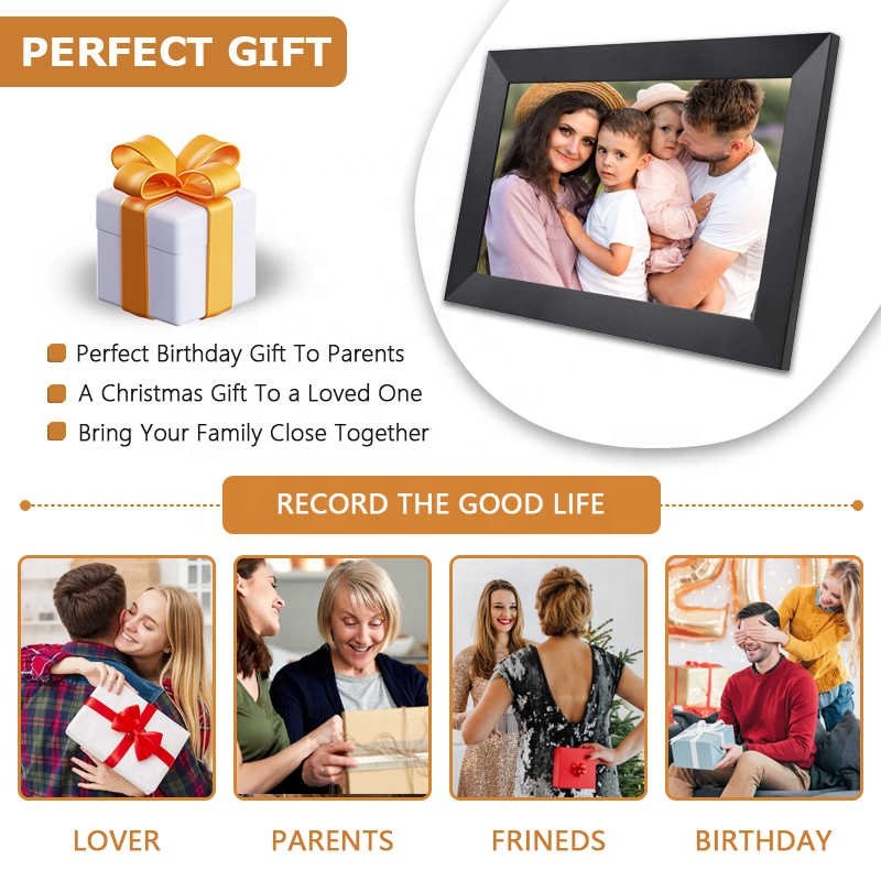 ODM/OEM WIFI 2.4G 16GB storage/extended 32GB SD card 10.1 Inch WIFI Digital Photo Wall Frame