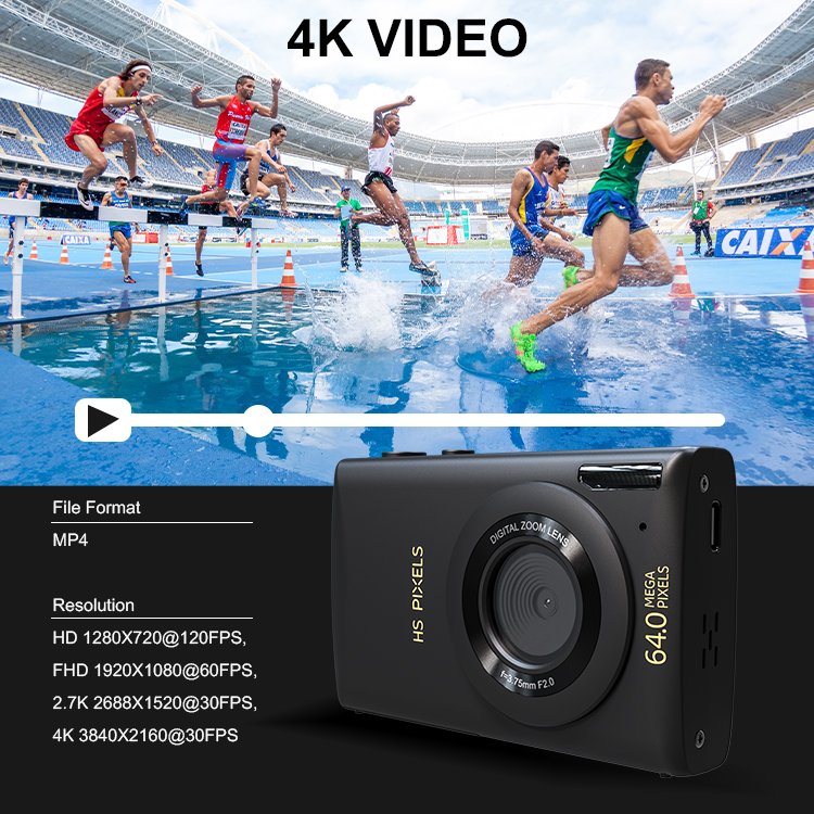 Portable Landscape 64 Megapixel Compact Camera Students Take Pictures With Small High-Definition Digital Beginner Camera