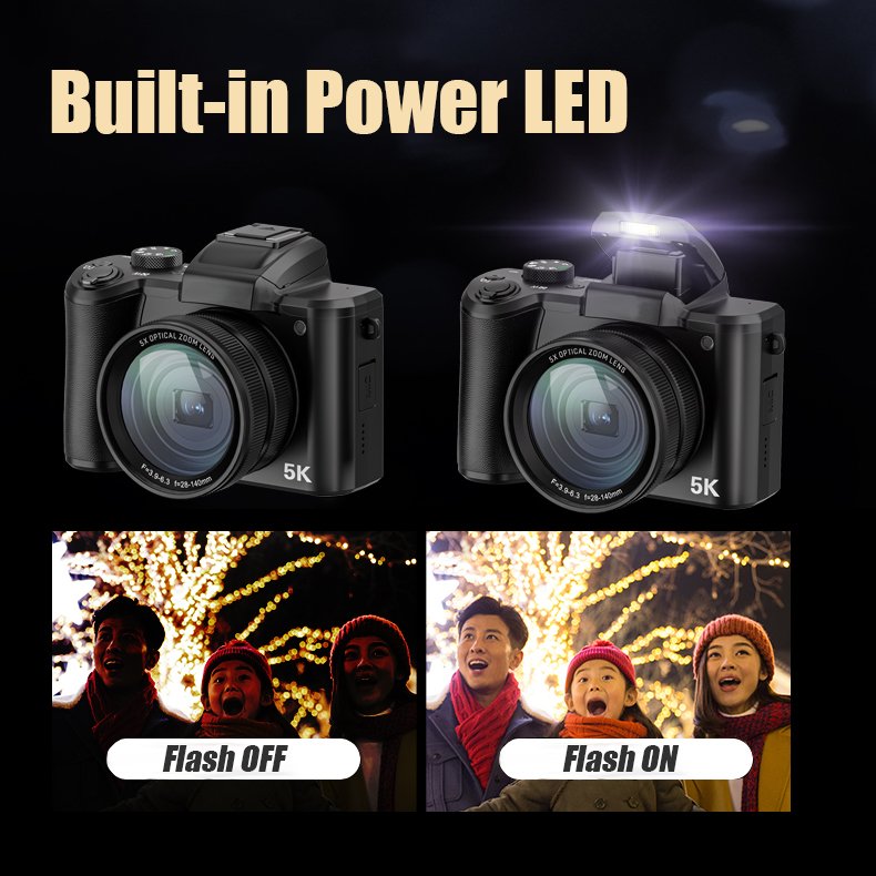 Professional video shooting optical digital camera 64MP 3.2-inch wifi 5k retro camera, suitable for YouTube digital DSLR