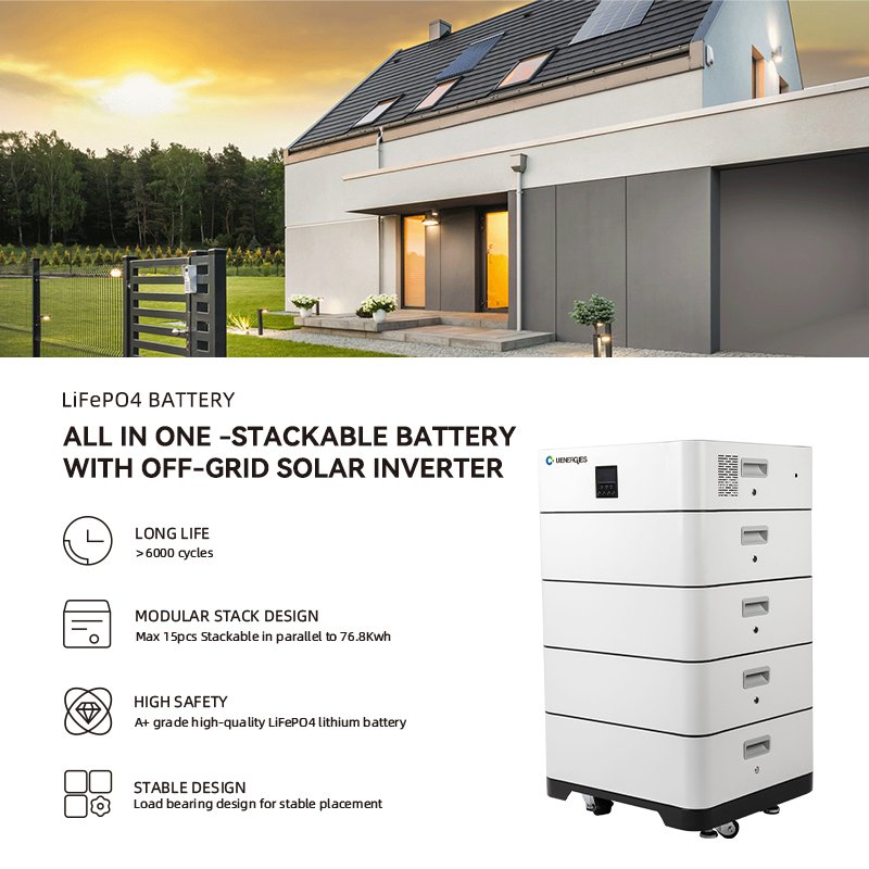 UIENERGIES hot sale Lifepo4 Battery 100 Ah all in one Battery Backup Power Supply most popular Stackable Batteries With Inverter