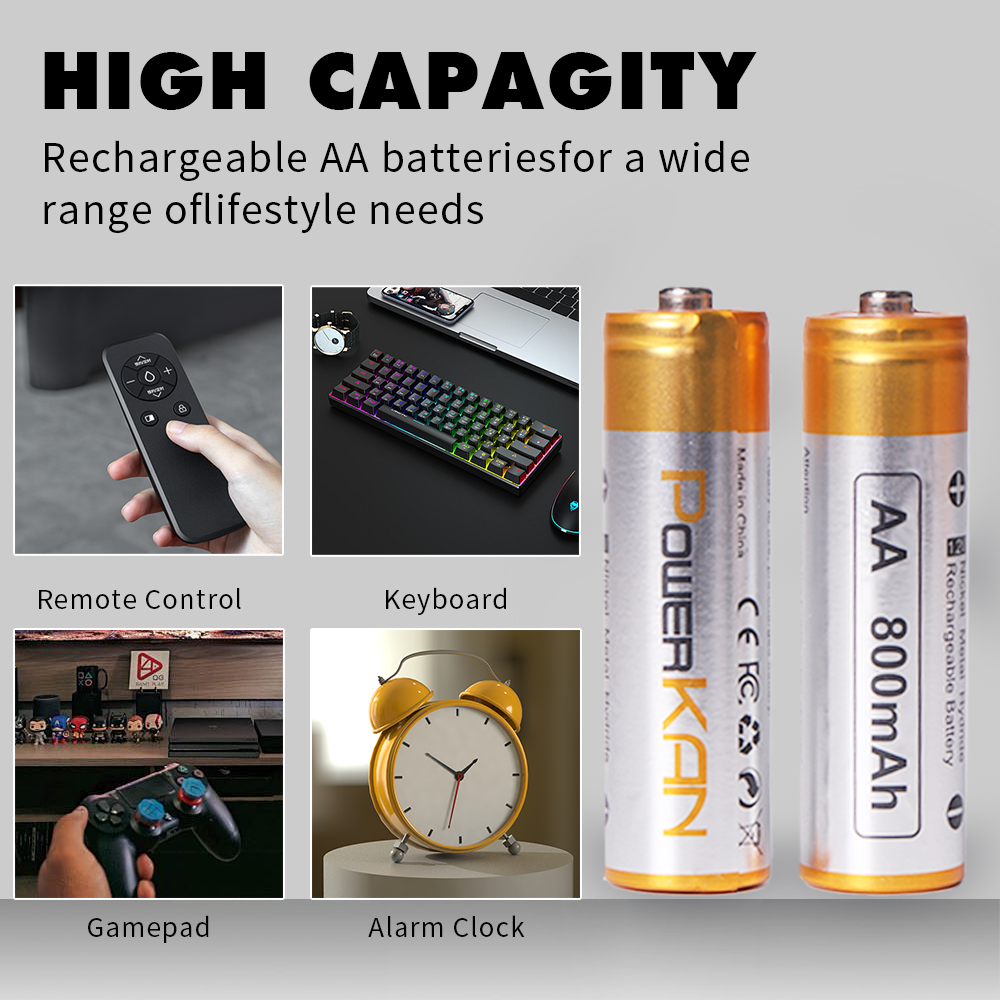 High Capacity 800mAh 1.2V AA Rechargeable 3.7V NiMH Digital Battery for Camera Gaming & Karaoke Microphone Use in Stock!