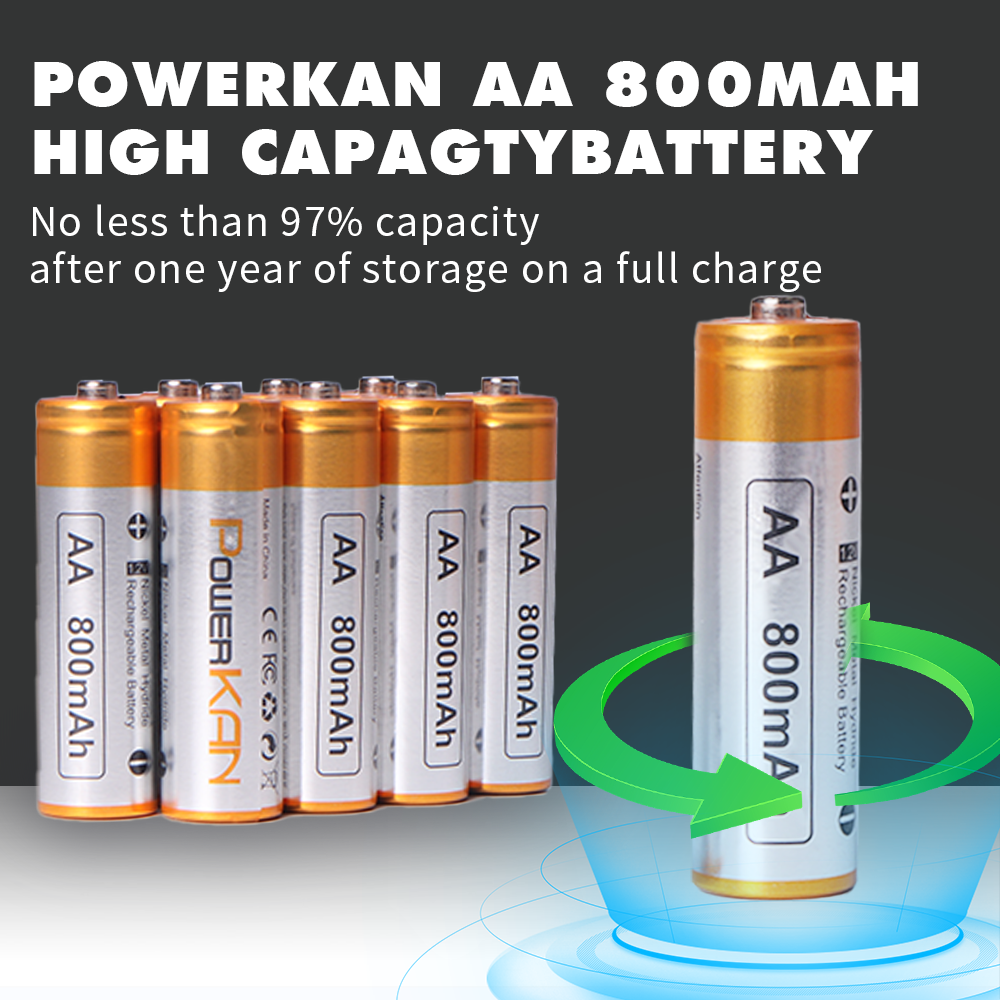 High Capacity 800mAh 1.2V AA Rechargeable 3.7V NiMH Digital Battery for Camera Gaming & Karaoke Microphone Use in Stock!