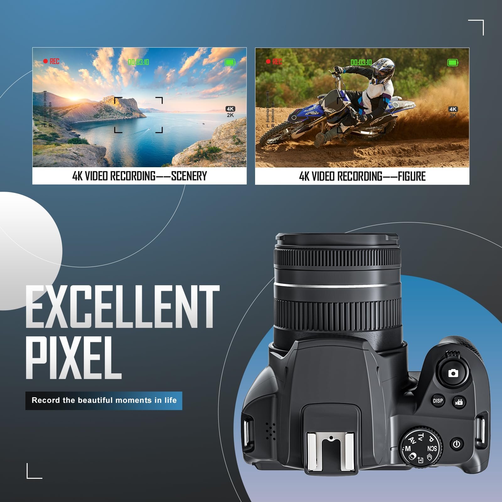 Digital Camera, 4k & 64MP Photography Camera, Video Camera, 40X Zoom Vlogging Camera for YouTube, with Flash