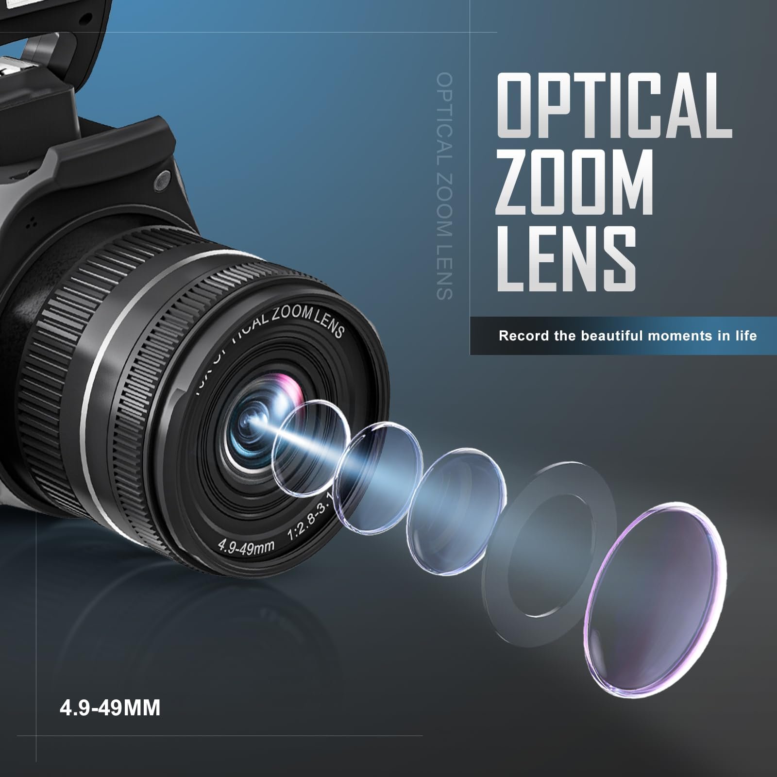 Digital Camera, 4k & 64MP Photography Camera, Video Camera, 40X Zoom Vlogging Camera for YouTube, with Flash
