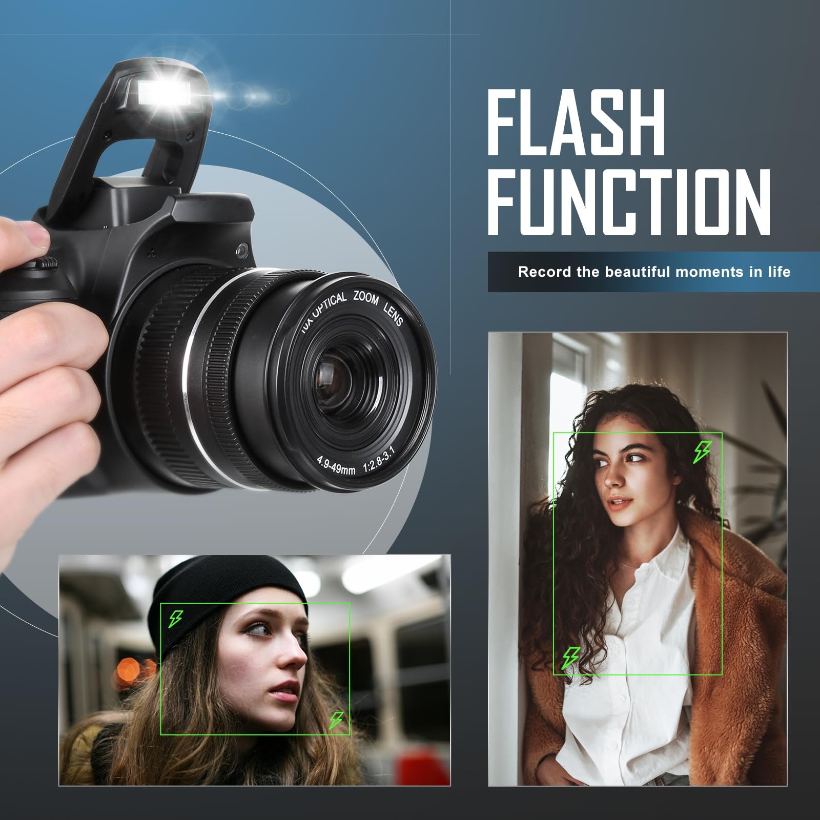 Digital Camera, 4k & 64MP Photography Camera, Video Camera, 40X Zoom Vlogging Camera for YouTube, with Flash