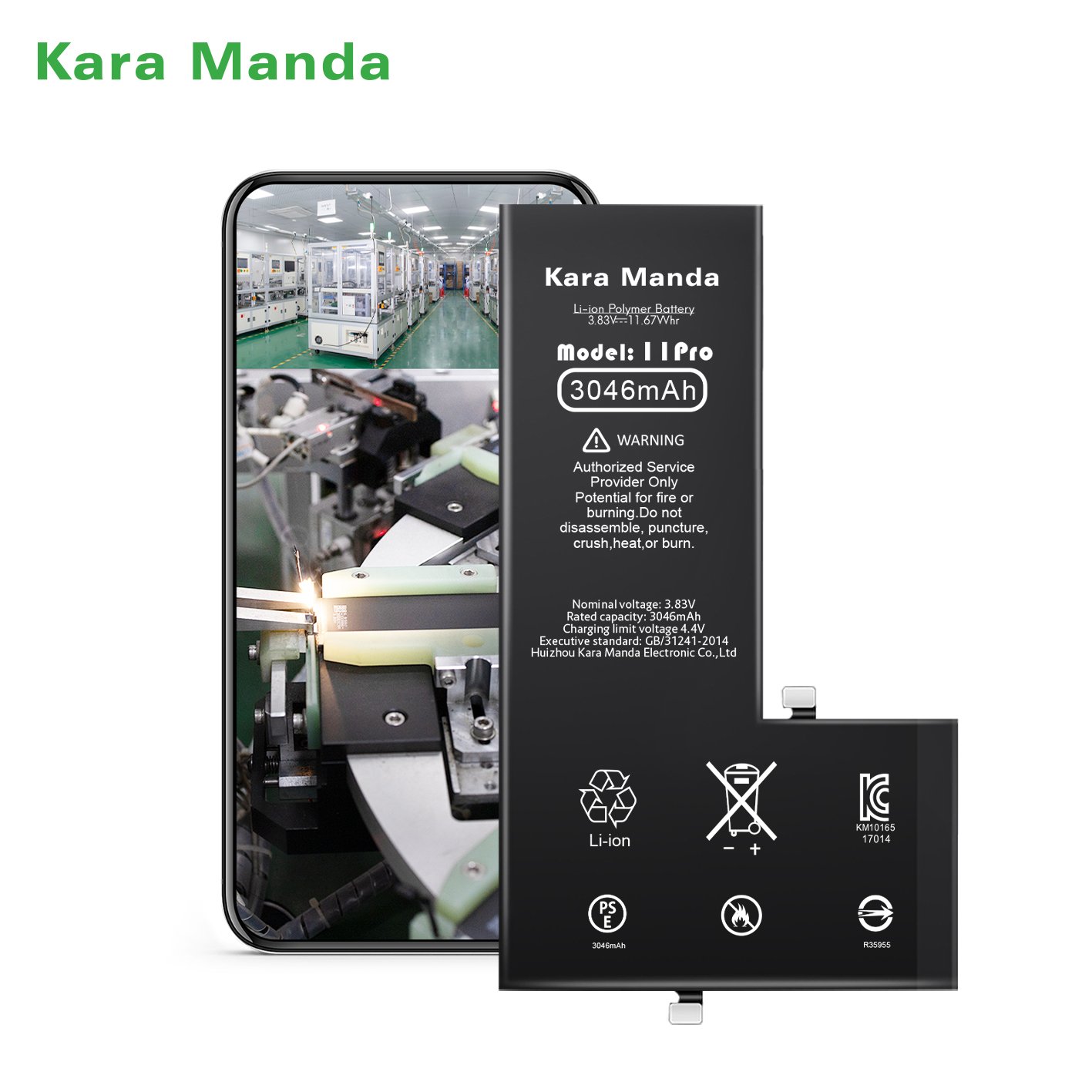 Kara Manda High Quality Digital Batteries Used Cell Lithium Polymer Phone Replacement Battery For iPhone 11 Pro Battery
