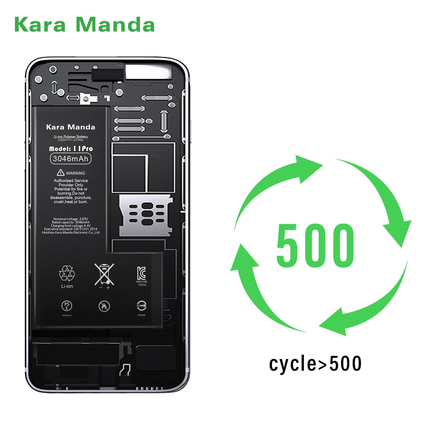 Kara Manda High Quality Digital Batteries Used Cell Lithium Polymer Phone Replacement Battery For iPhone 11 Pro Battery