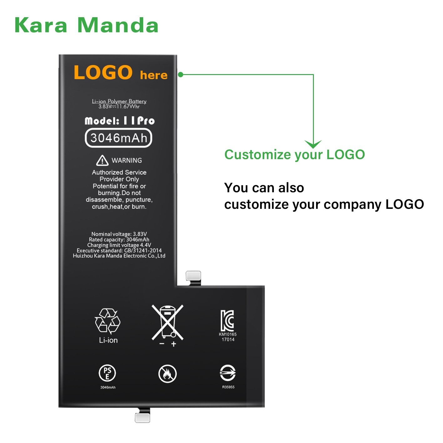 Kara Manda High Quality Digital Batteries Used Cell Lithium Polymer Phone Replacement Battery For iPhone 11 Pro Battery