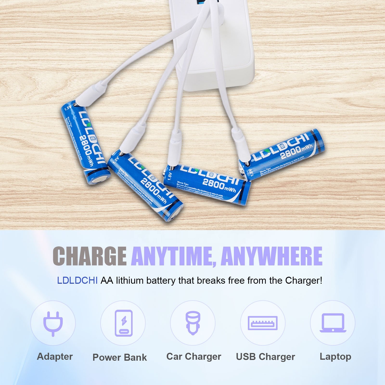 Oem Cheap 2800Mwh 1.5V Torch Light Type C USB Rechargeable AA Lithium Battery
