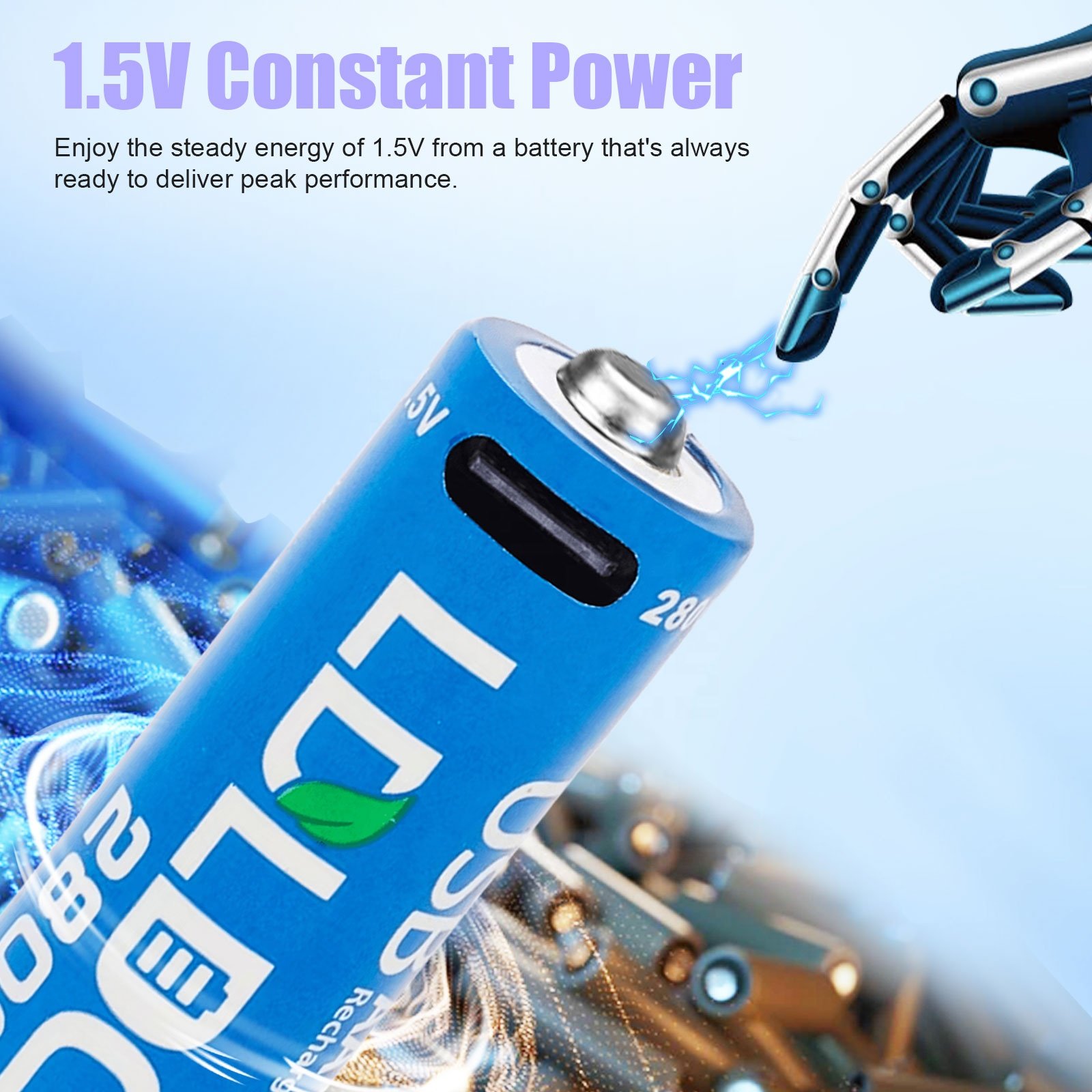 Oem Cheap 2800Mwh 1.5V Torch Light Type C USB Rechargeable AA Lithium Battery
