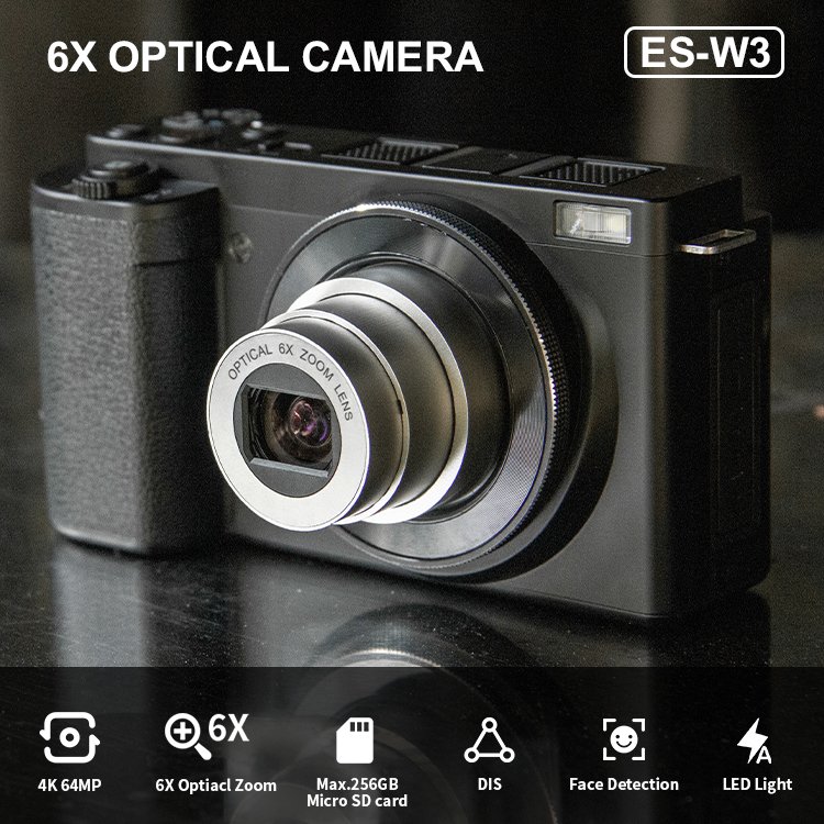 Custom portable 6x zoom optical digital high-definition camera video 4k full hd photography with retractable camera lens