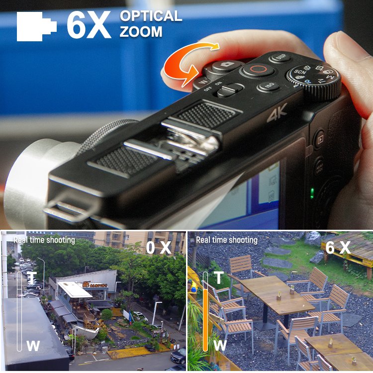 Custom portable 6x zoom optical digital high-definition camera video 4k full hd photography with retractable camera lens