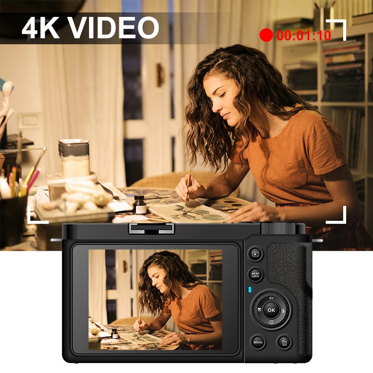 Custom portable 6x zoom optical digital high-definition camera video 4k full hd photography with retractable camera lens