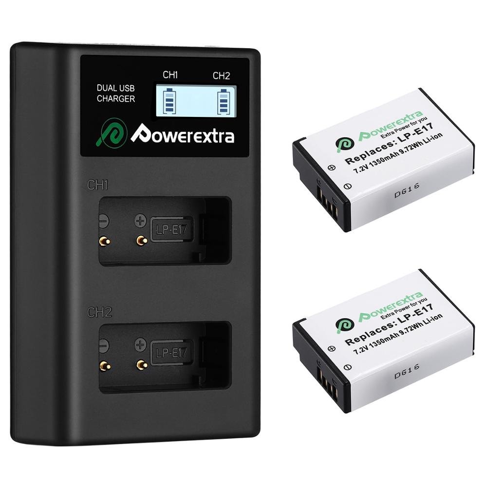 Powerextra LP-E17 USB 1350mAh 7.2v Rechargeable Lithium ion Battery Charger Set For Canon Rebel SL2 T6i M3 200D KISS X8i Camera