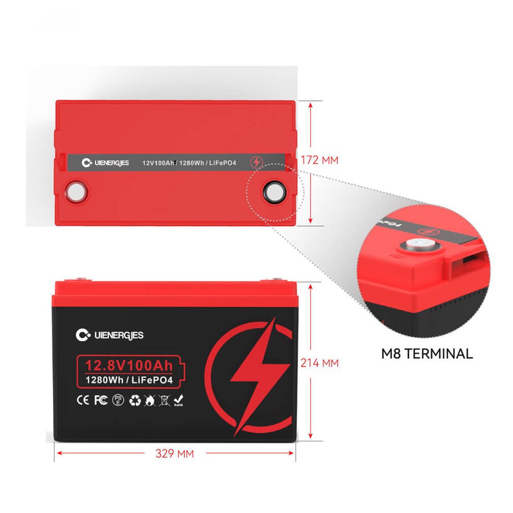 UIENERGIES Solar deep cycle batteries 12v 100ah 200ah 300ah battery rechargeable battery for home