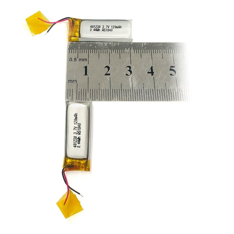 401230 3.7V 120mAh Lithium Polymer Battery for Wearable Devices, UL, IEC, KC Certified