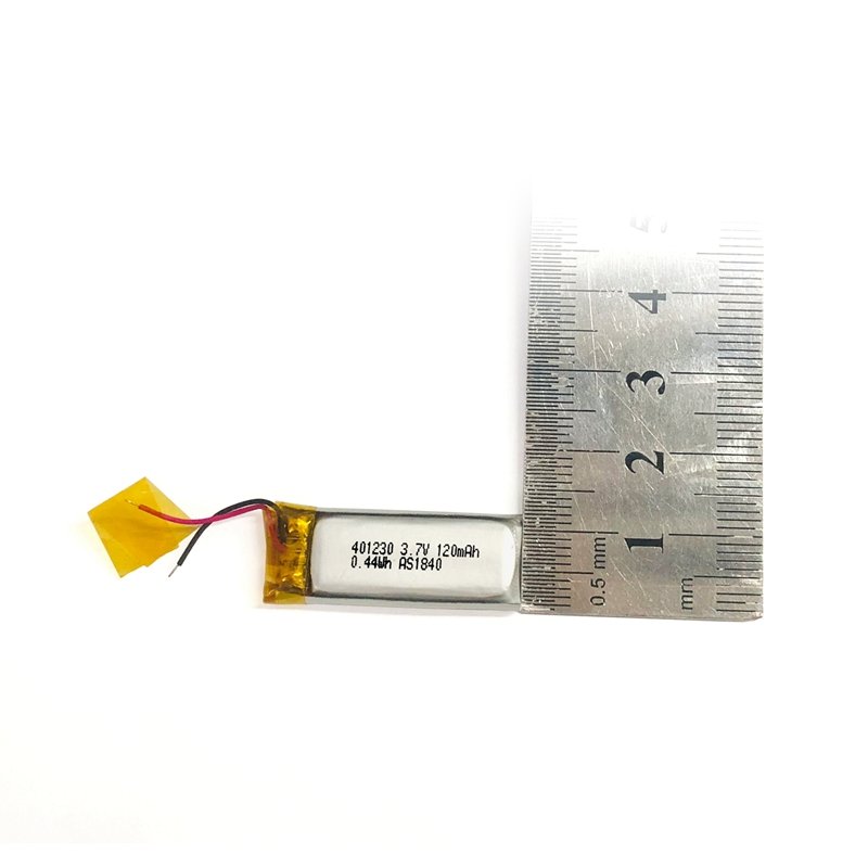 401230 3.7V 120mAh Lithium Polymer Battery for Wearable Devices, UL, IEC, KC Certified