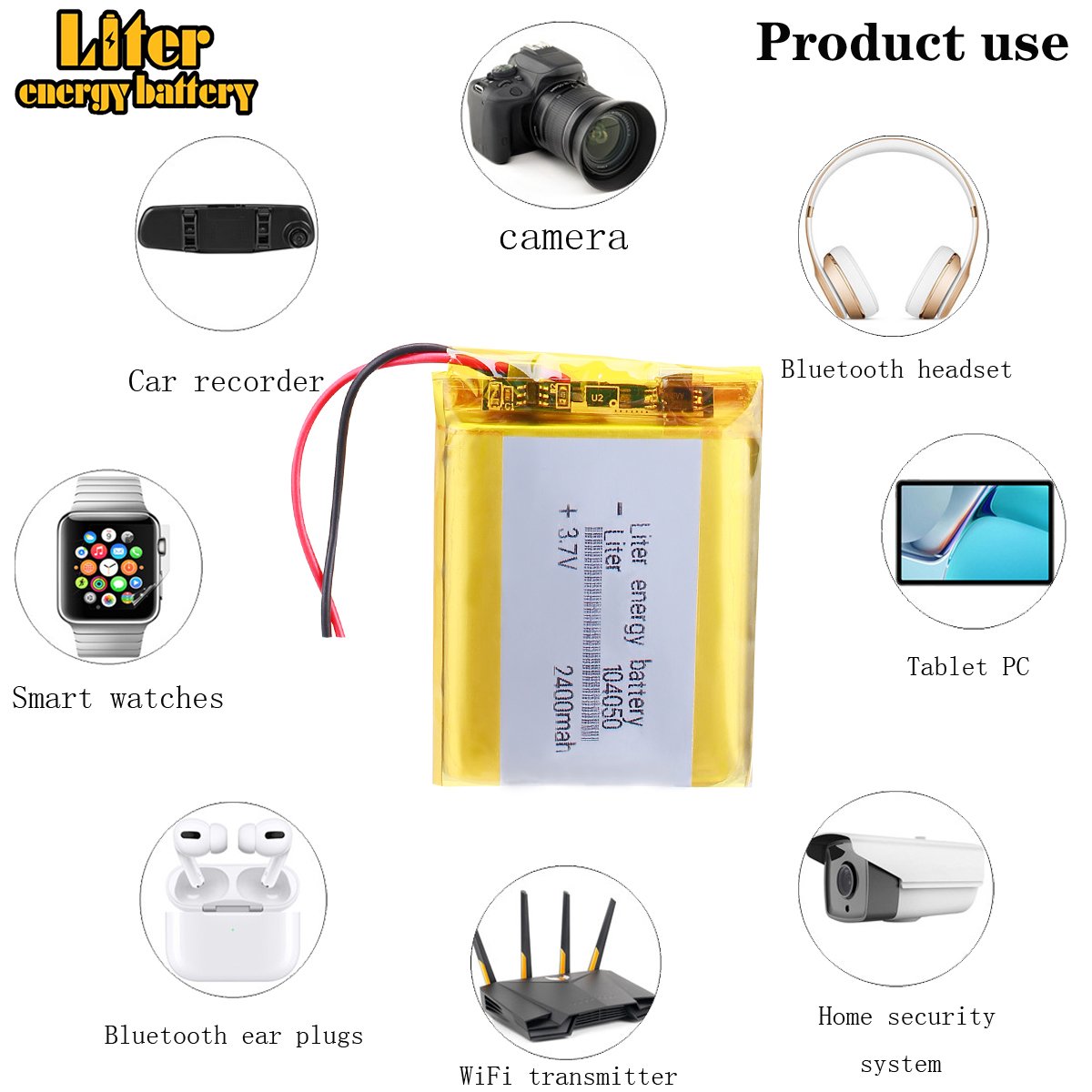 104050 2400mah 3.7v li polymer batteries 104050 digital device battery