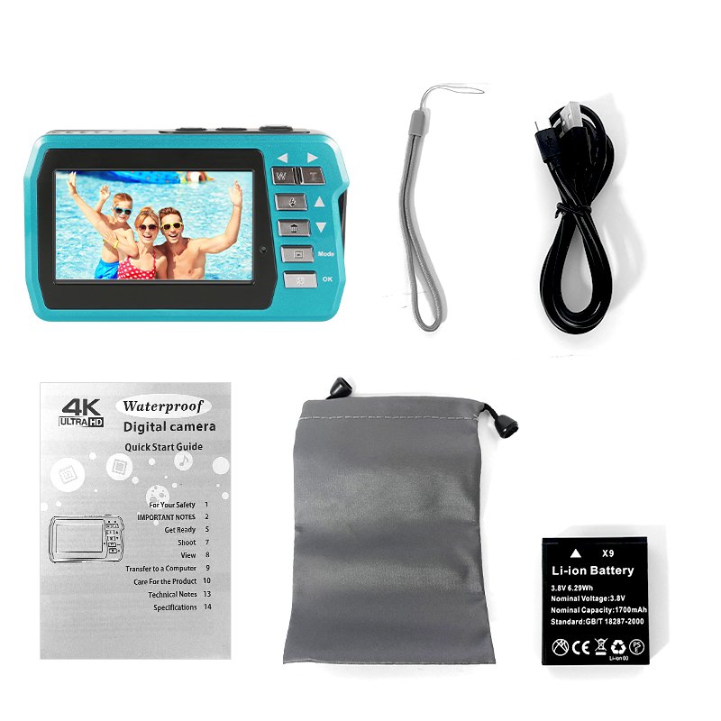 Waterproof Camera 56MP Underwater Cameras UHD 4K/30FPS Video Recorder Dual Screens 10FT Digital Swimming Camera for Snorkeling