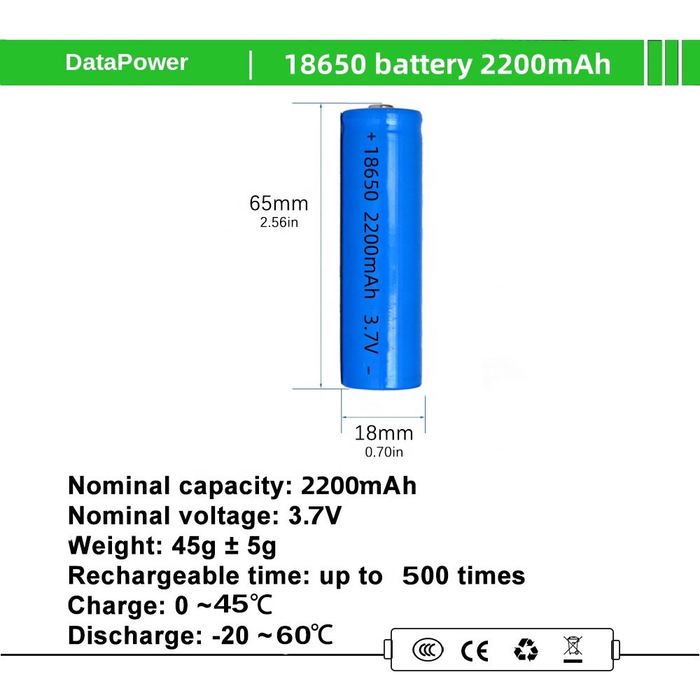 Rechargeable 18650 li-ion battery 3.7V 2600mAh 10A round lithium KC battery