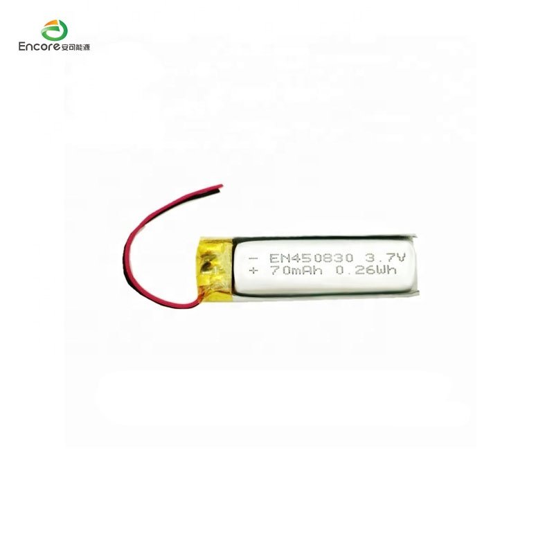 small size battery 450830 3.7v 70mah rechargeable lipo battery for headphone