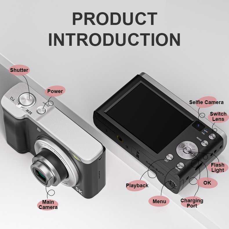 2024 Newest 10X Optical Zoom 5K Video & 2.8IN Touch Screen 5k Professional Digital Camera