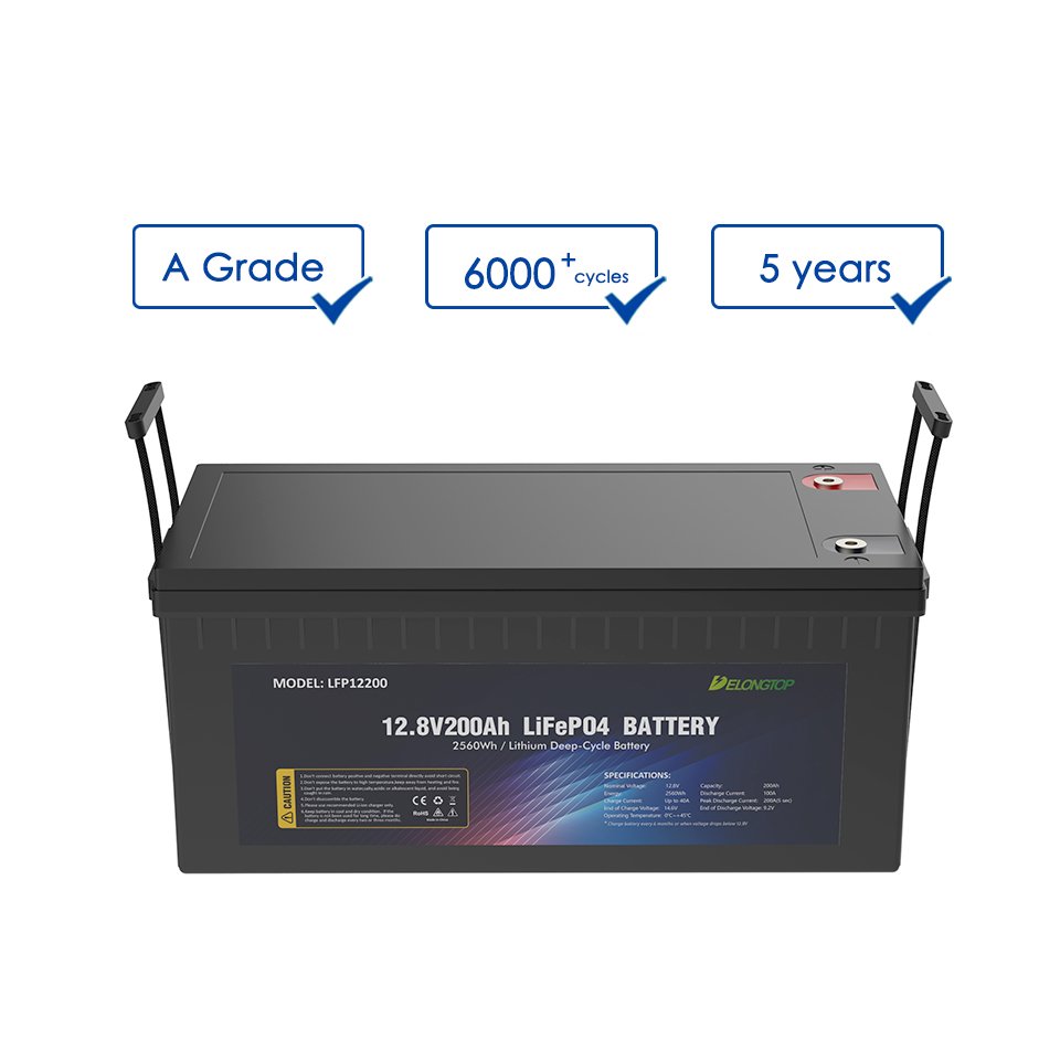 Delong Sower Station12v 100ah 200ah 300ah Lifepo4 Battery With UL1973 For Camping Install