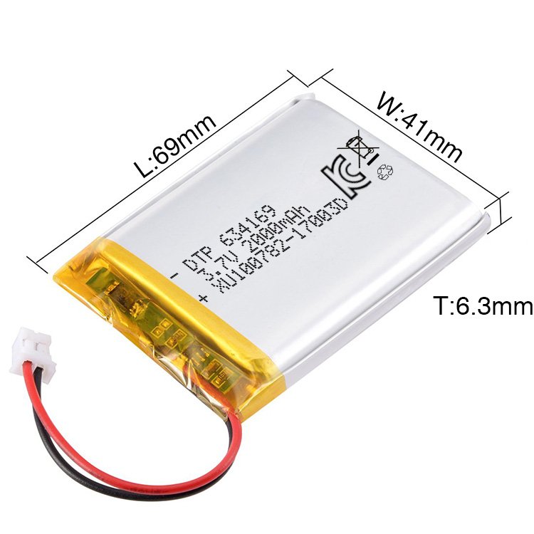 kc certification battery 7.4Wh 634169 3.7V 2000mAh lithium polymer battery