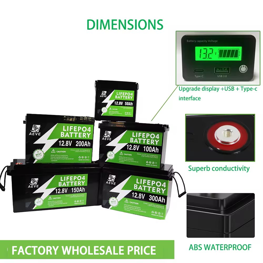 Rechargeable System Smart BMS Lithium 50Ah 12.8V Lithium Cells For Solar Panel 12V Lifepo4 Battery 50Ah