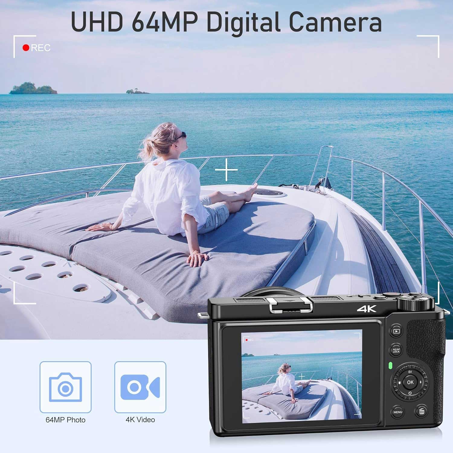 Newly Launched 2-in-1 Digital Camera with 12x Optical Zoom 4K-level Video WIFI Enabled for Vlogging Travel Shooting Easy Novices