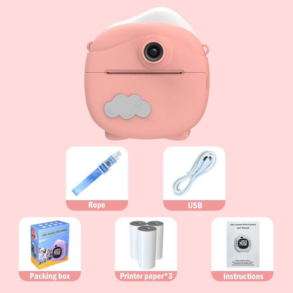 Small Portable Kid Camera 2 Inch 1080P HD Instant Print Digital Camera with 5 Game