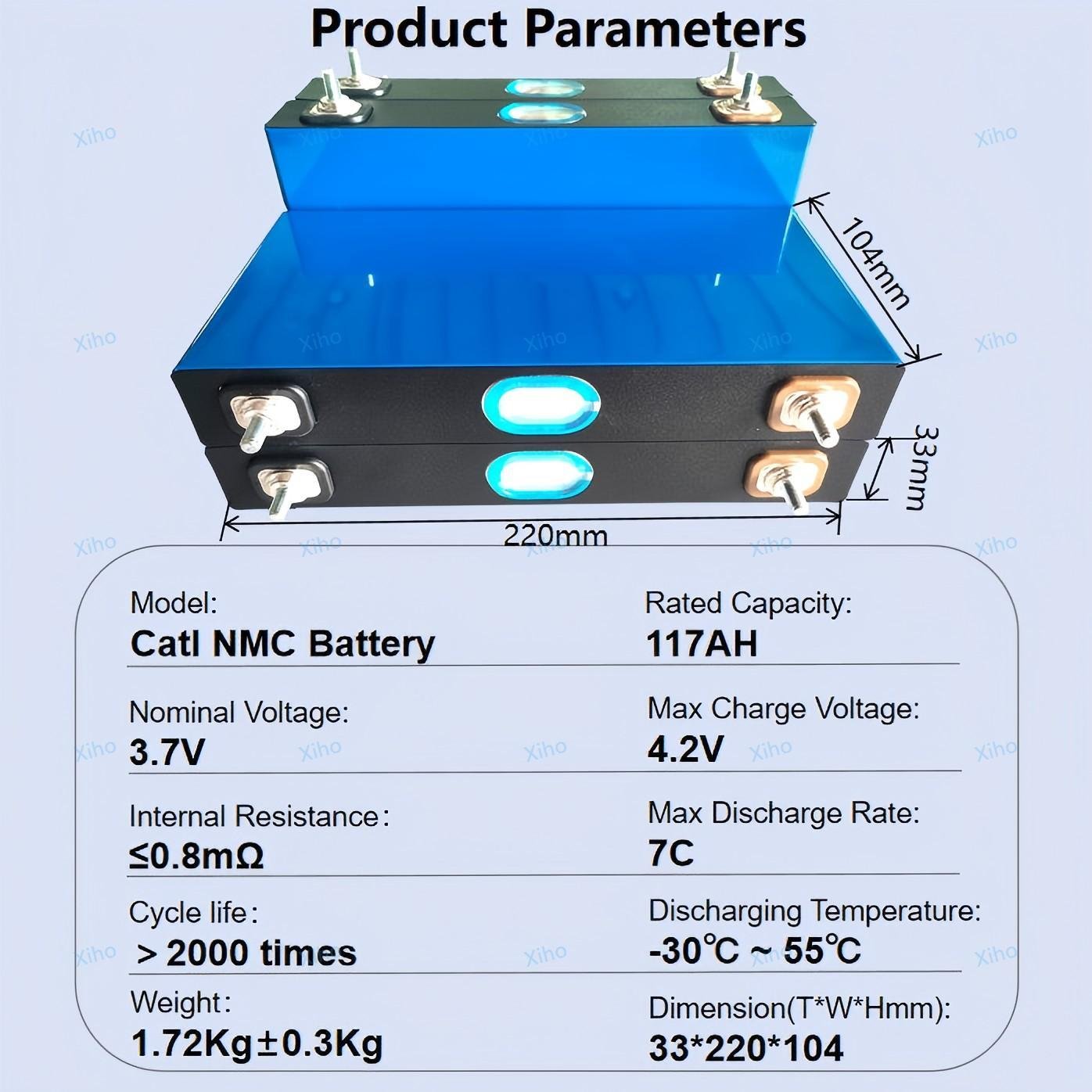 Xiho Catl 3.7V 114Ah 116Ah 117Ah 141Ah 180Ah Ncm 811 Li Nmc Battery Prismatic Cells 3.7V Lithium Ion Batteries Electric Vehicles