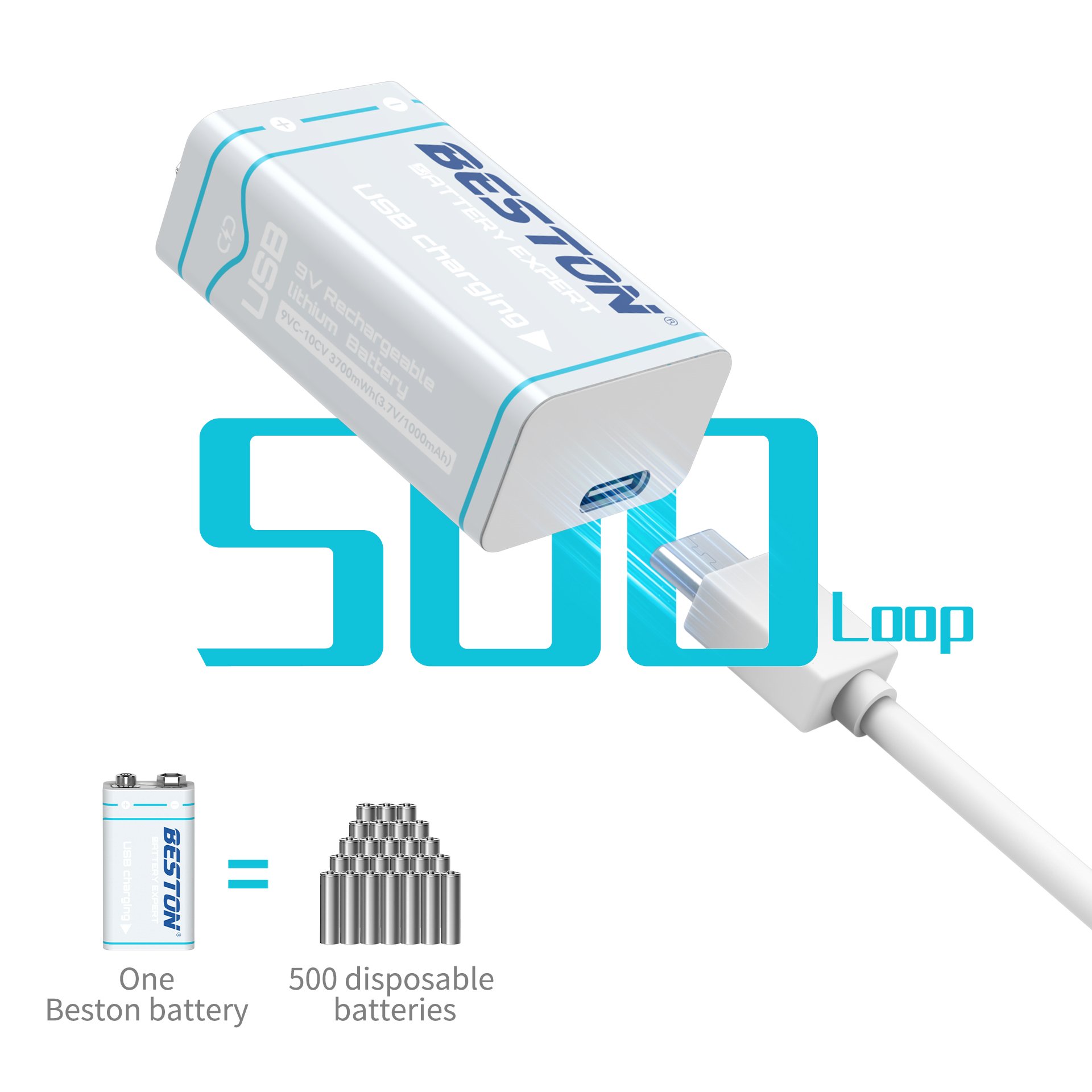 USB-C Input 9V Li-ion 100mAh Rechargeable Battery for Digital Cameras, Handheld GPS Devices,Toys