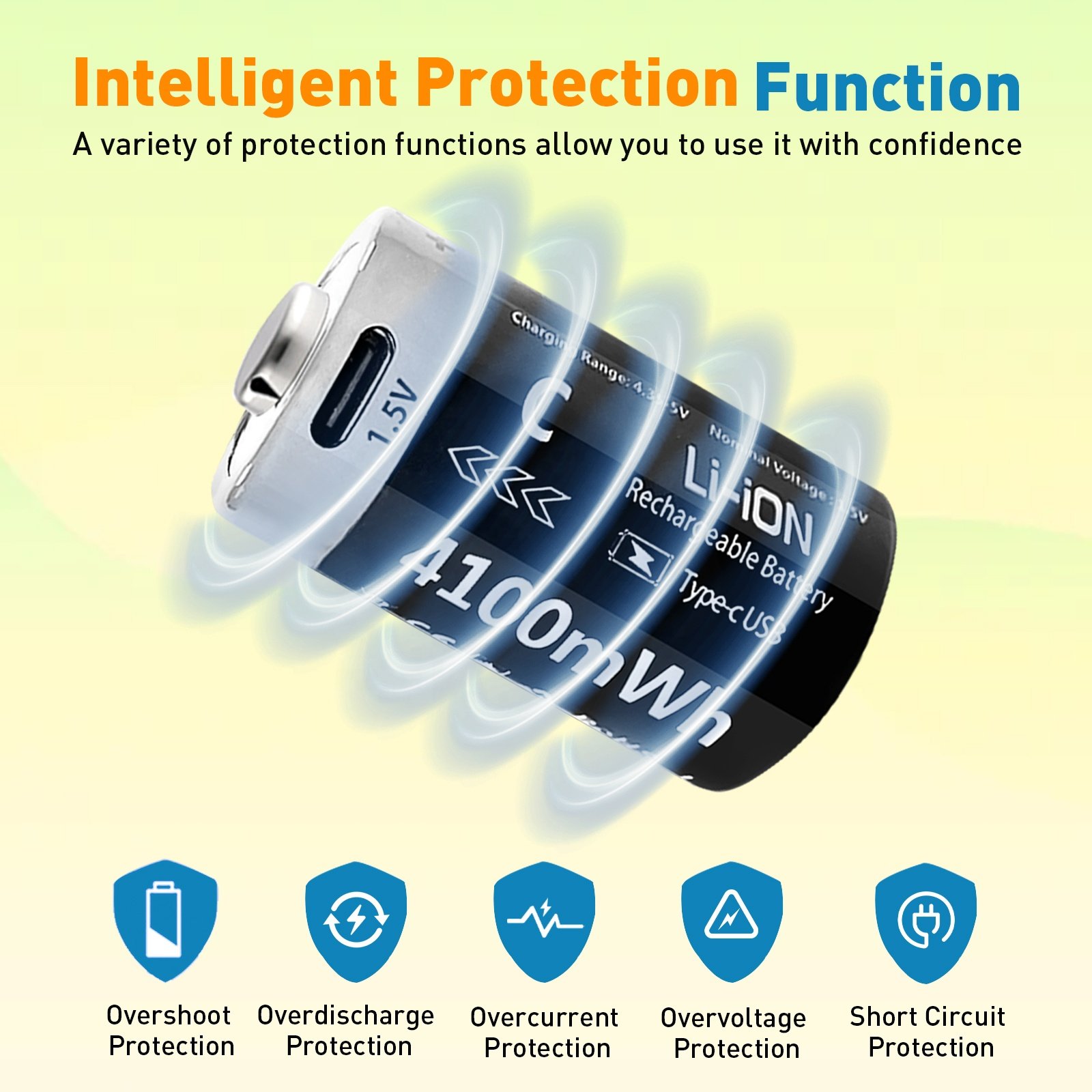 4100Mwh C Size Deep Cycle Oortable Li-ion 1.5v Type C Usb Rechargeable Lithium Battery
