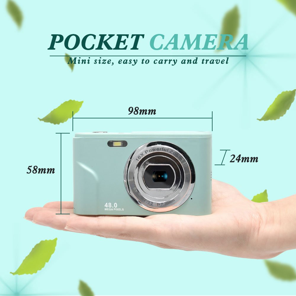 4K Kids Camera 64MP 18X Zoom Compact Point and Shoot Digital Camera with SD Card for Photography