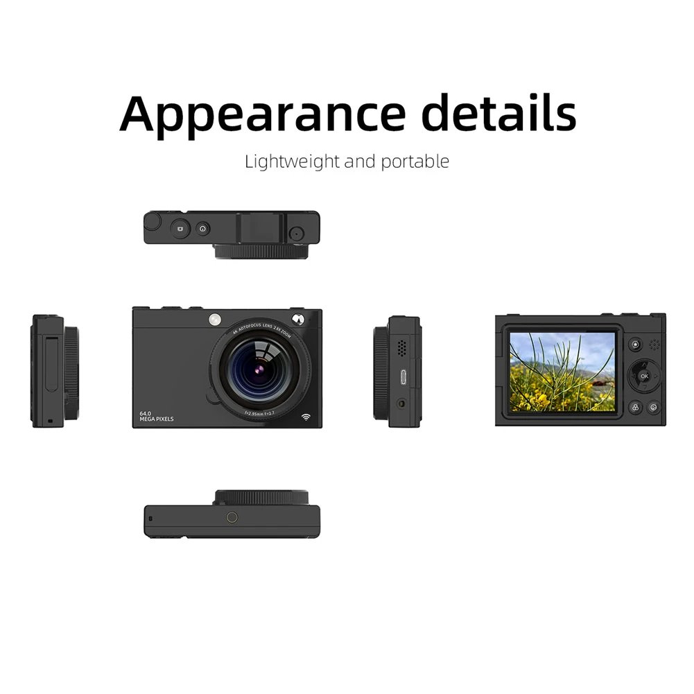 4K Digital Camera WiFi 2.83 Inches IPS Display Screen HD Camera 28x Optical Zoom Portable Vlogging Camera 3600mAh battery