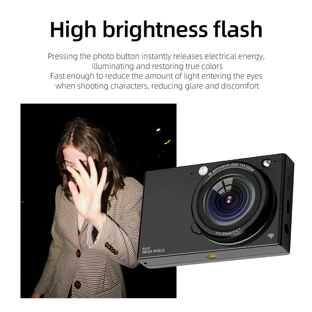 4K Digital Camera WiFi 2.83 Inches IPS Display Screen HD Camera 28x Optical Zoom Portable Vlogging Camera 3600mAh battery