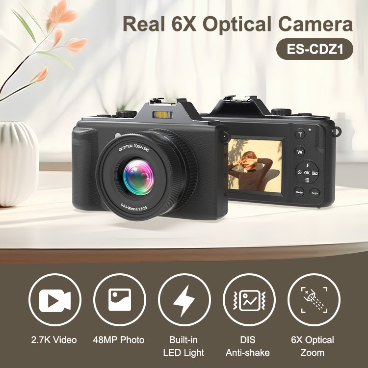 Wholesale new design built-in led light 48MP photo selfie mirror vintage optical zoom camera video for party