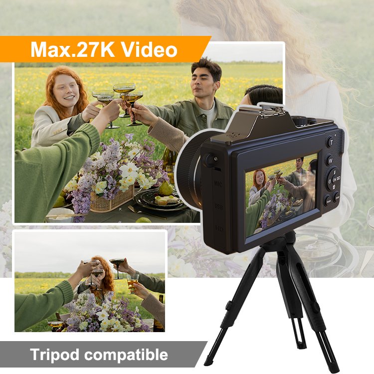 Wholesale new design built-in led light 48MP photo selfie mirror vintage optical zoom camera video for party