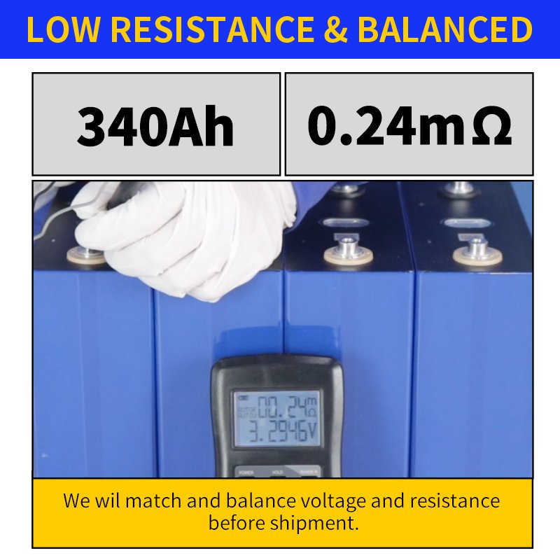 3.2V 340Ah 10000 Cycle Lifepo4 Battery Grade A Rechargeable battery DIY 12V 24V 48V RV EV Golf Cart Wheelchair Cell NO TAX