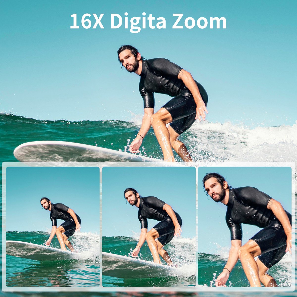 4K 56MP HD Waterproof Camera 2.7'' Screen 10FT/3M Underwater Swimming Camera 16X Digital Zoom Camera for Snorkeling(Black)