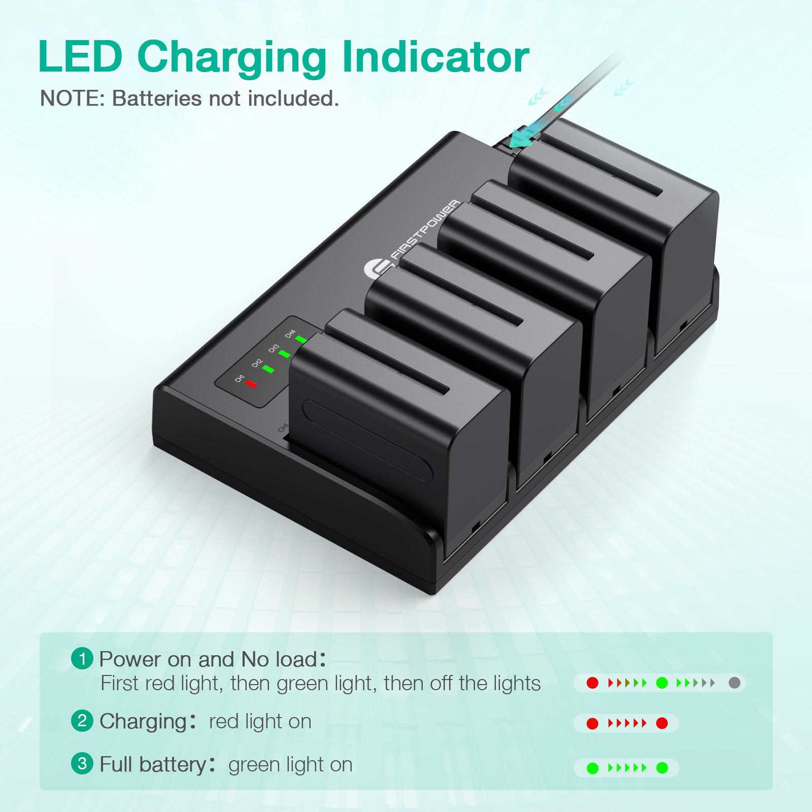 NP-F970 Batteries 4-Channel Charger For So ny NP F750, F550, F570, CCD-SC55, TR516, TR716, TR818, TR910, TR917
